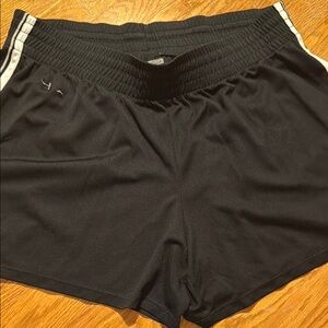 Champion Women’s Black Athletic Shorts with White and Grey Stripes Size L EUC